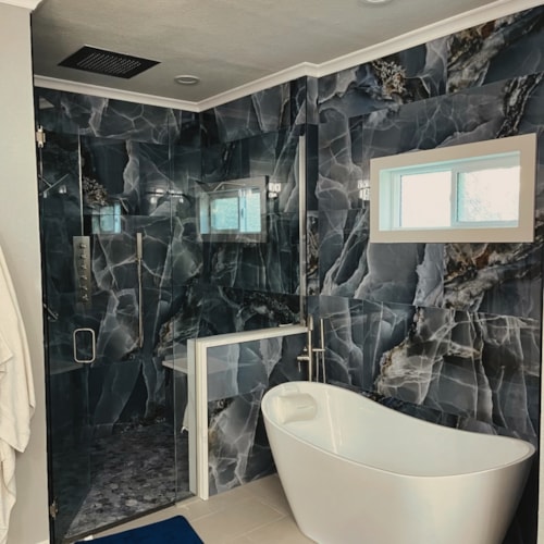 Modern Bathroom with Granite Walls
