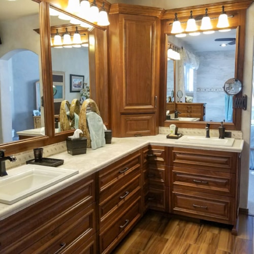 Contemporary Bathroom with Cherry Custom Millwork